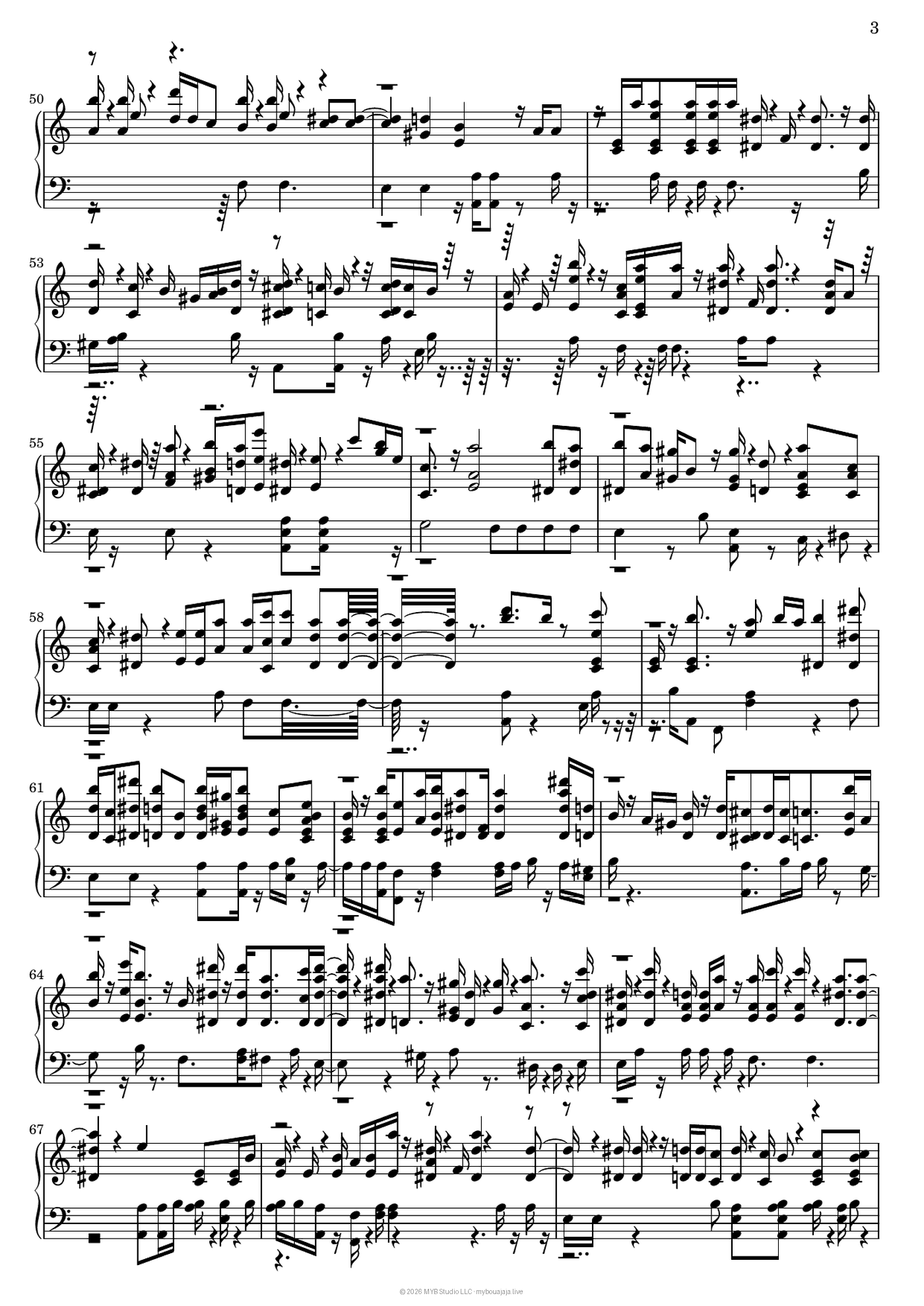 Ghaddara solo piano score, page 3 of 7